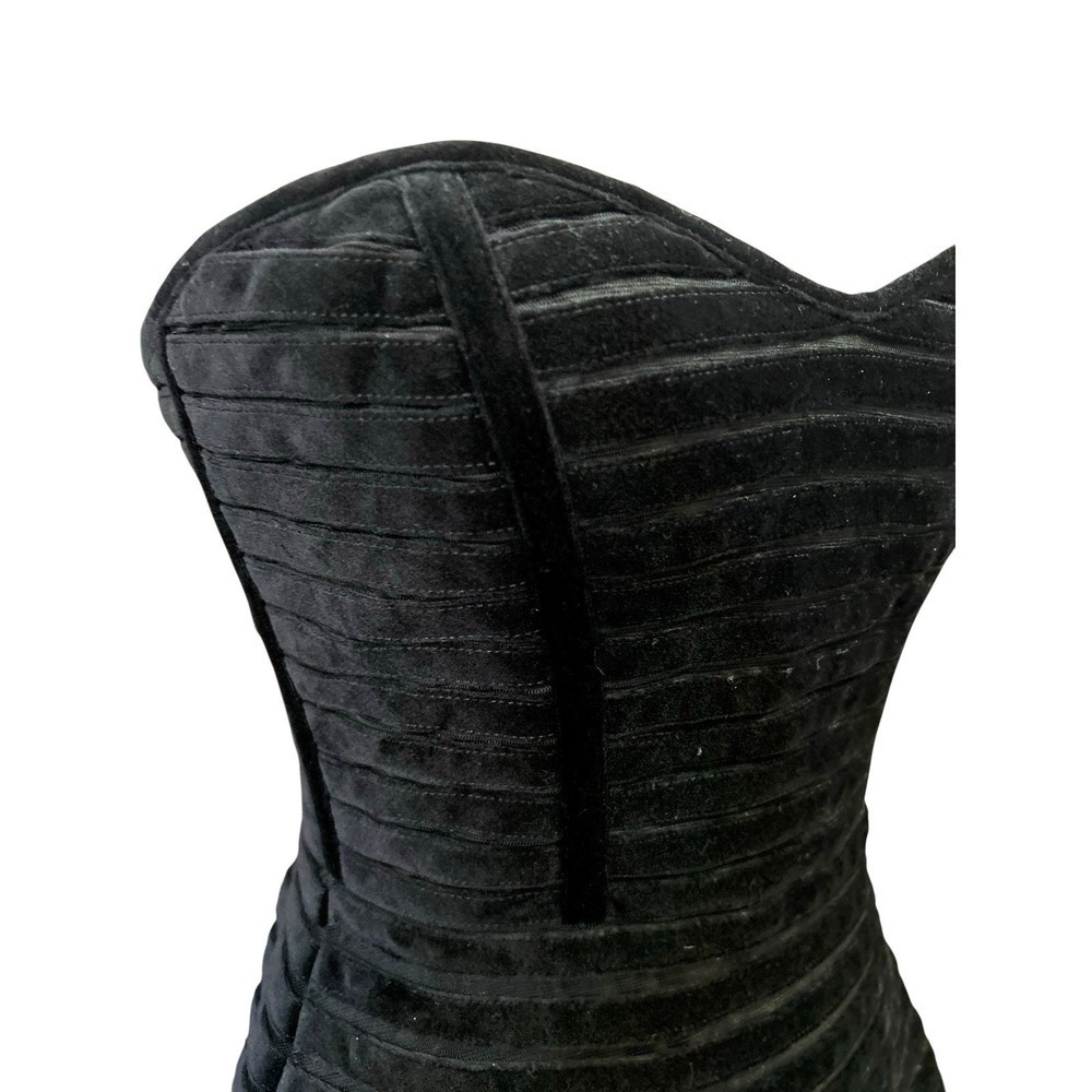 Black Velvet Burnout Corset Strapless Dress Stripe XS Dark Romantic Gothic - Picture 5 of 8